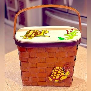 Vintage 1960's 70's Boho Chic Hand Painted & Decorated Lined Basket/Tote.